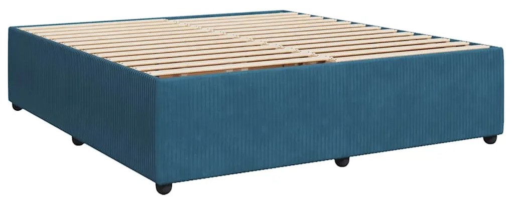 vidaXL Κρεβάτι Boxspring με Στρώμα Μπλε 180x200 εκ. Βελούδινο