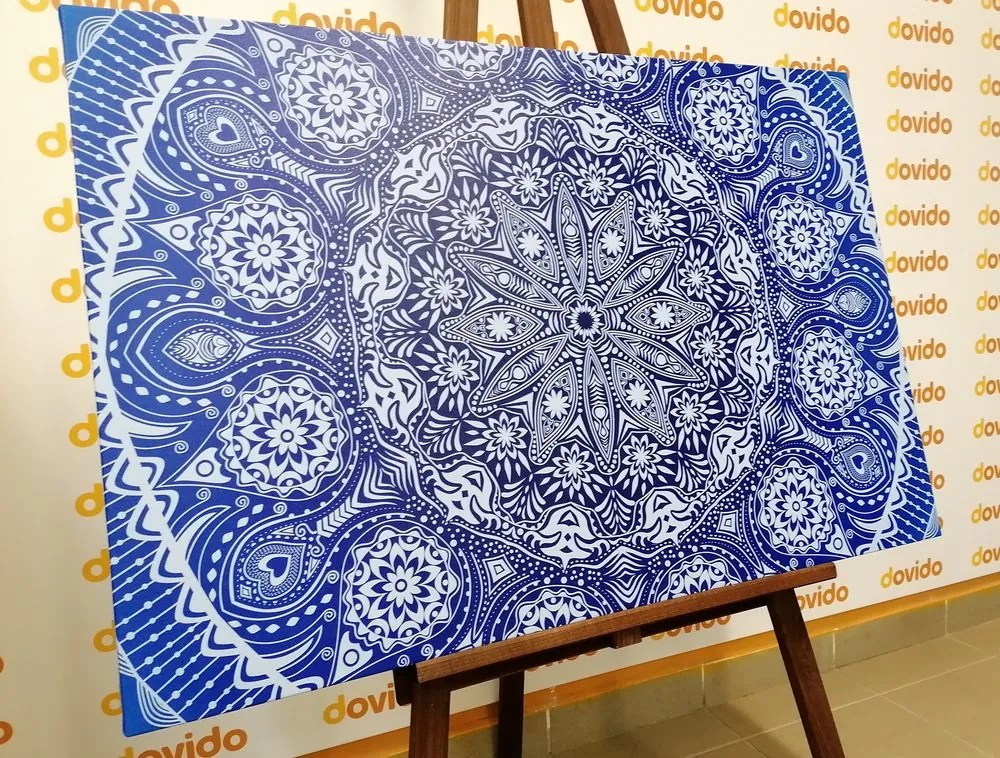 Εικόνα διακοσμητικό Mandala με δαντέλα σε μπλε - 90x60