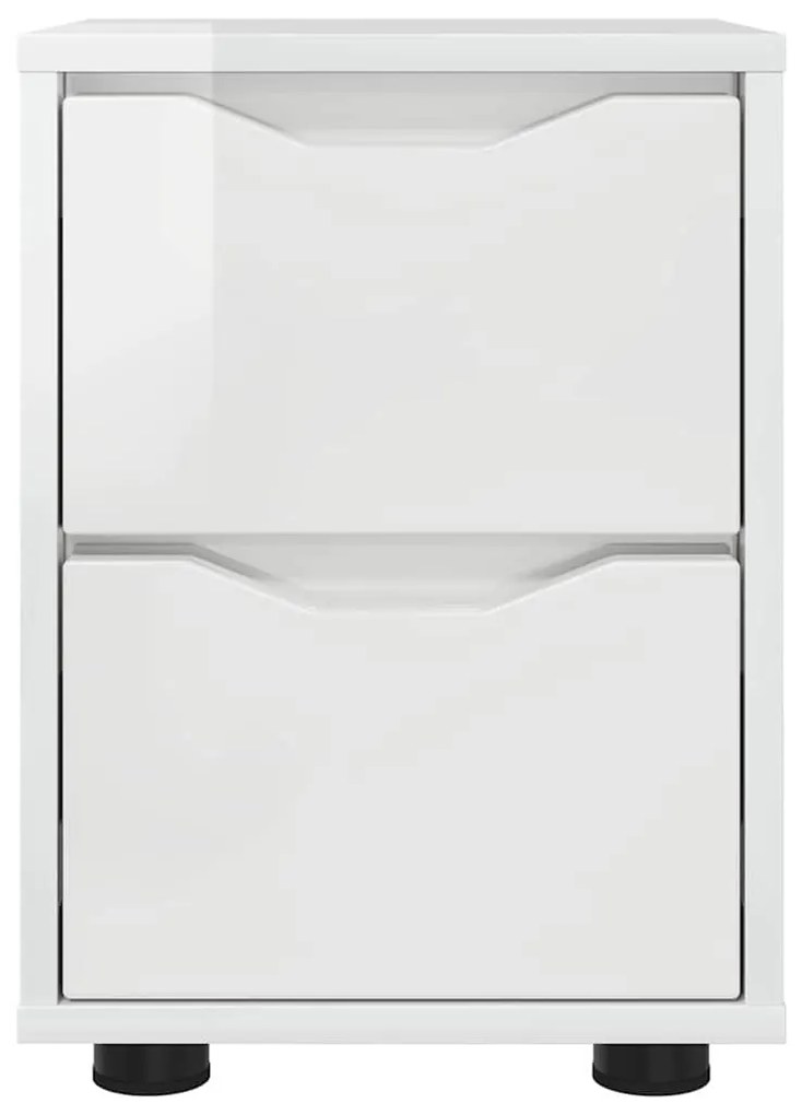 vidaXL Κομοδίνο με συρτάρι Υψηλής γυαλάδας λευκό 30,5 x 30 x 43 εκ