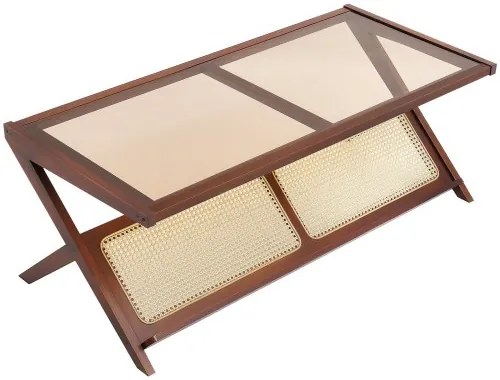 VEVOR Rattan Coffee Table Z-Shaped Rattan Coffee Table 1-Tier for Living Room