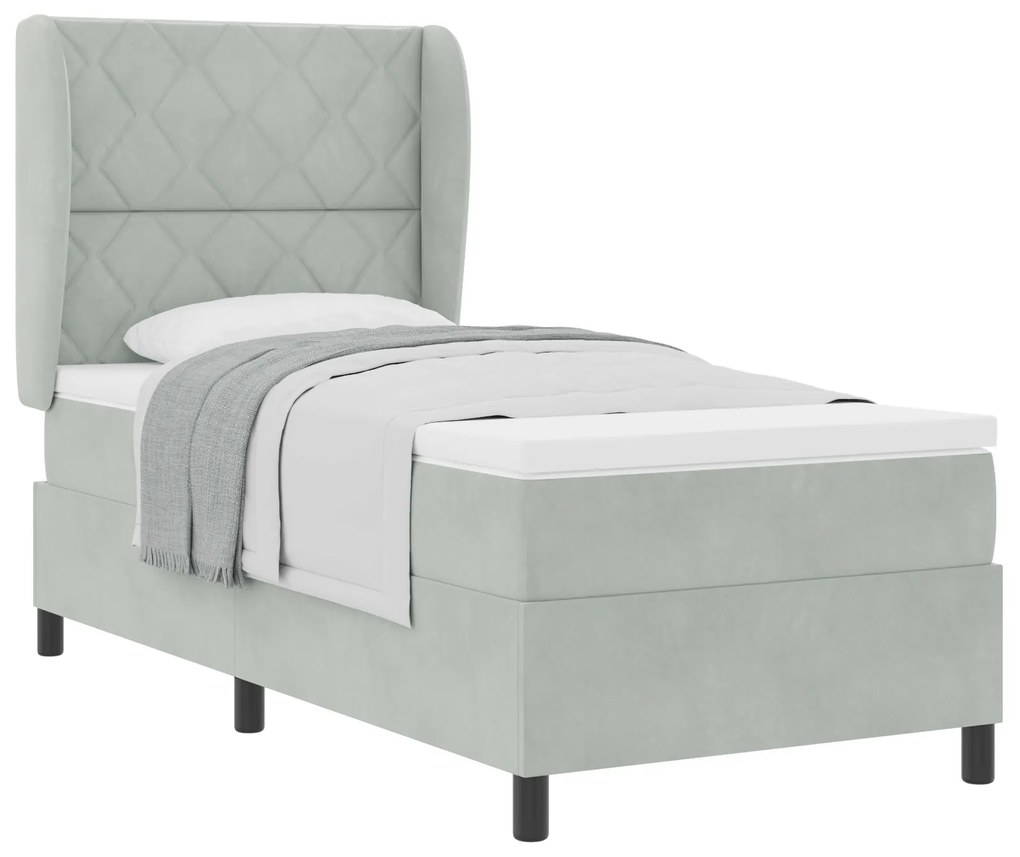vidaXL Κρεβάτι με Στρώμα Light Grey 90x190 cm Βελούδο