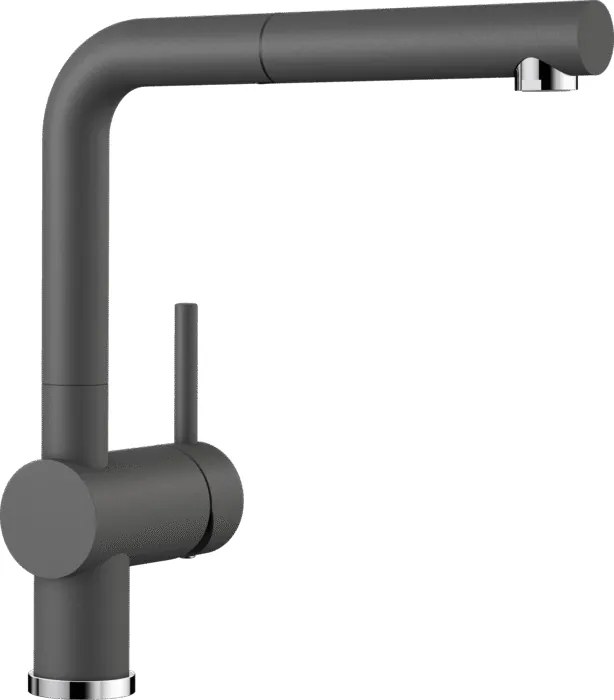 Blanco Linus-S SILGRANIT®-Look Rock Grey Μπαταρία Κουζίνας με Περιστρεφόμενο Ρουξούνι και Μεταλλικό Αποσπώμενο Ντους