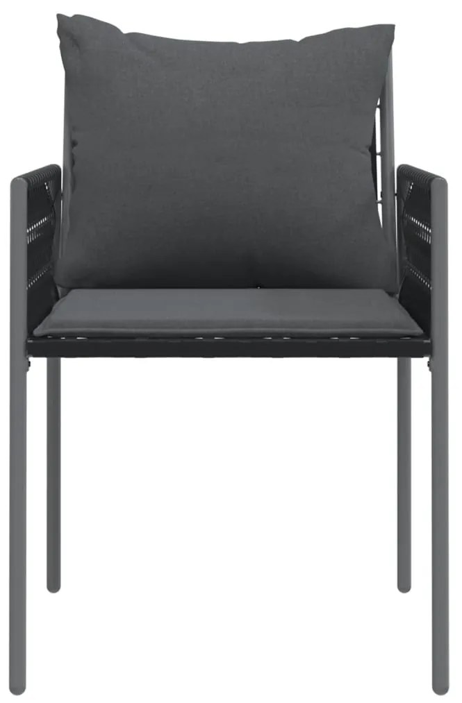 vidaXL Καρέκλες Κήπου 2 τεμ. Μαύρο 54x61x83 εκ Συνθ. Ρατάν &amp; Μαξιλάρια