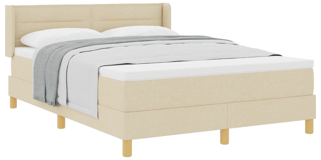 vidaXL Κρεβάτι Box Spring με στρώμα - Κρέμα - 140 x 200 εκ - Ύφασμα