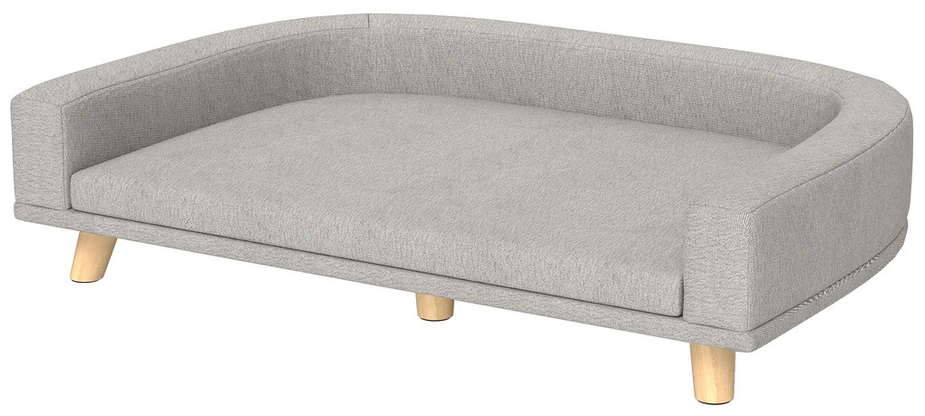 PawHut Καναπές Σκύλου για Μεγάλους Σκύλους έως 30 kg, Μαλακό Μαξιλάρι, Πόδια από Ξύλο Πεύκου, 98 x 67 x 25 εκ., Γκρι