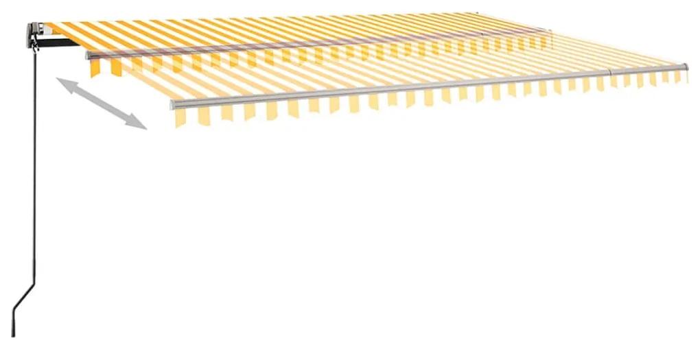 vidaXL Τέντα Αυτόματη με LED & Αισθ. Ανέμου Κίτρινο/Λευκό 500x350 εκ.