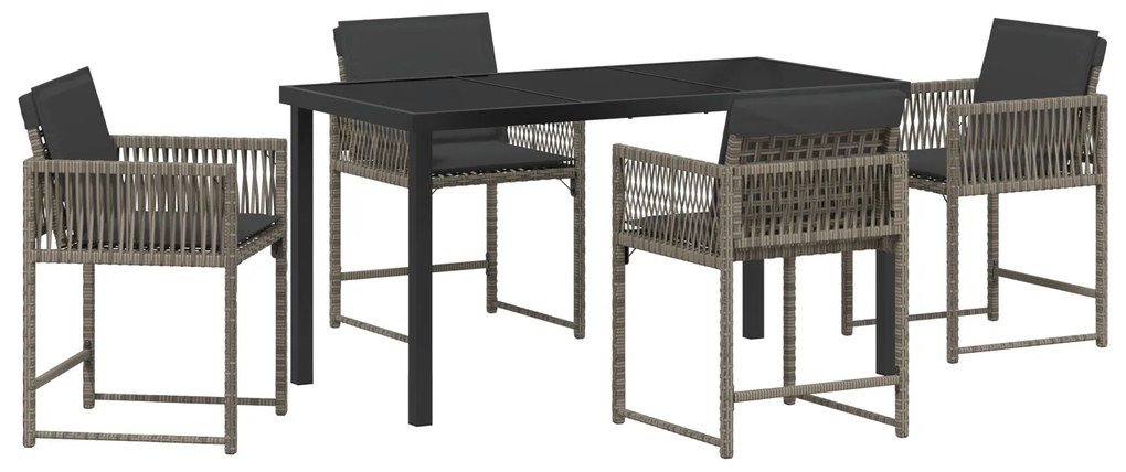 vidaXL Σέτ φαγητού για κήπο 5 pcs Γκρι συνθετικό ρατάν