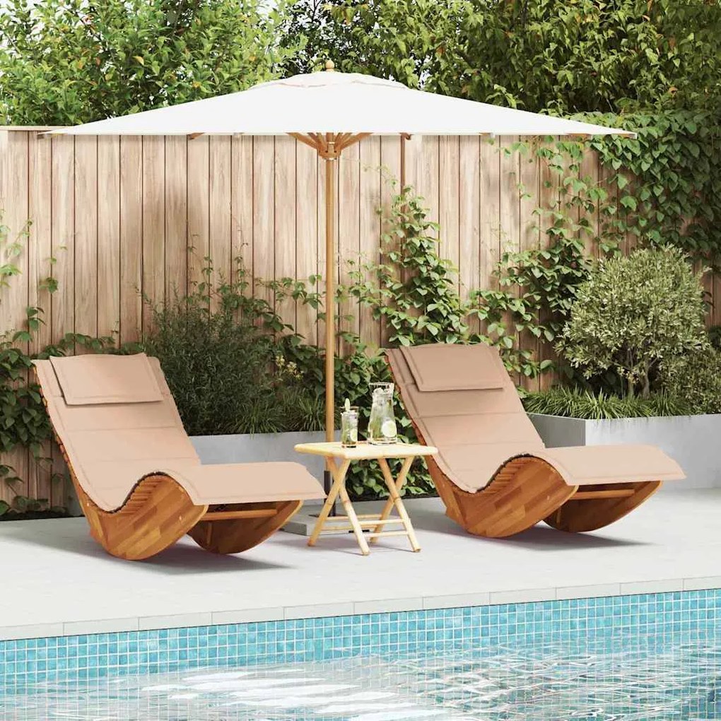 vidaXL Ξαπλώστρα 2 pcs Καφέ 60 x 154 x 74εκ Μασίφ ξύλο ακακίας