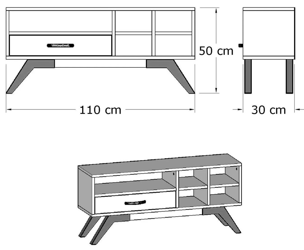 ΕΠΙΠΛΟ ΤΗΛΕΟΡΑΣΗΣ CRONOS ΚΑΡΥΔΙ ΛΕΥΚΟ  110x30x50Y εκ.