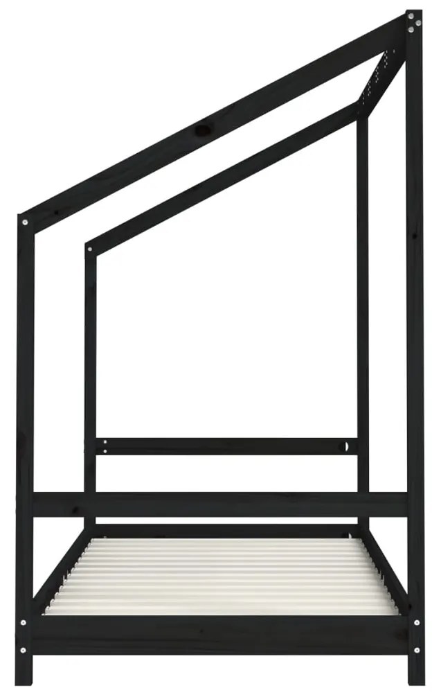 vidaXL Πλαίσιο Παιδικού Κρεβατιού Μαύρο 2x(90x190)εκ Μασίφ Ξύλο Πεύκου