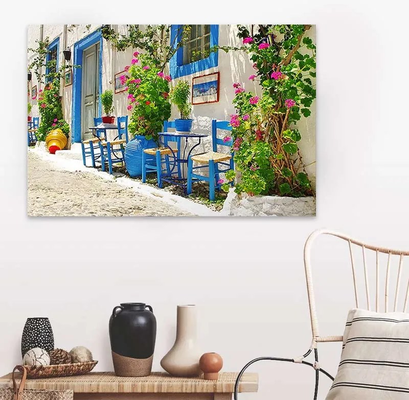 Πίνακας σε καμβά "Greek Street Tavern" Megapap ψηφιακής εκτύπωσης 60x40x3εκ.