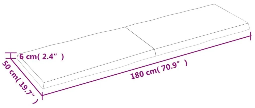 Επιφ Τραπεζιού Αν Καφέ 180x50x(2-6)εκ.Ακατέργ. Μασίφ Ξύλο Δρυός - Καφέ