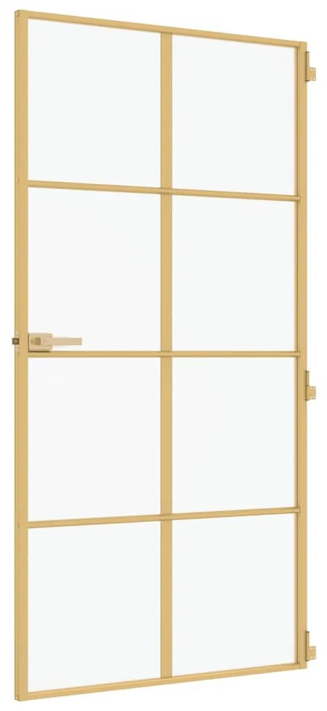 vidaXL Εσωτερική Πόρτα Χρυσή 102,5x201,5 εκ. Ψημένο Γυαλί &amp; Αλουμίνιο