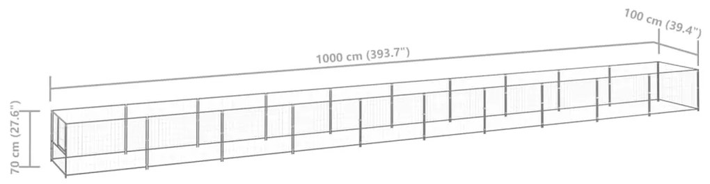 vidaXL Σπιτάκι Σκύλου Ασημί 10 μ² Ατσάλινο