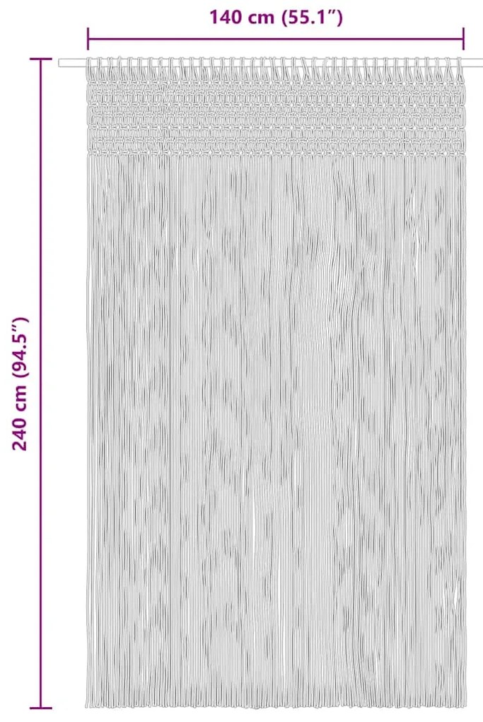 vidaXL Κουρτίνα Μακραμέ Taupe 140 x 240 εκ. Βαμβακερή