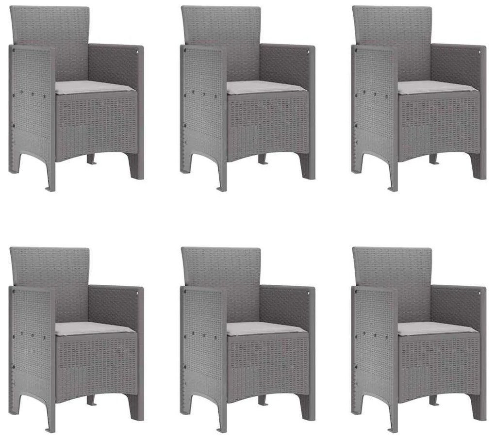 vidaXL Σέτ φαγητού για κήπο 7 pcs Ανοιχτό γκρι Rattan Polt