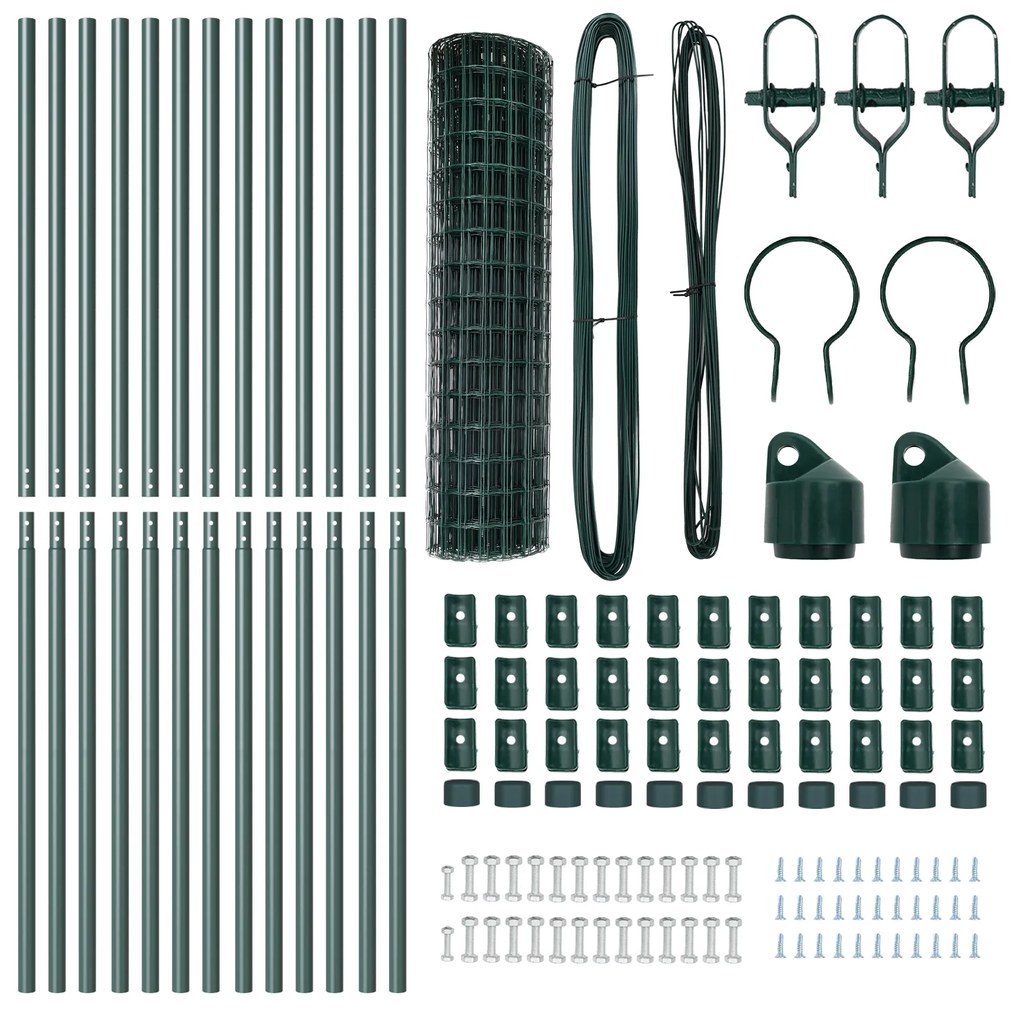 vidaXL Euro Fence με 13 Στυλοβάτες 1.2x25 μ Γαλβανισμένος Χάλυβας Πράσινος