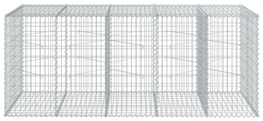 Συρματοκιβώτιο με Κάλυμμα 250x100x100εκ από Γαλβανισμένο Χάλυβα - Ασήμι