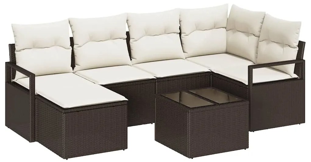 vidaXL Σετ Καναπέ Κήπου 7 pcs Καφέ Πολυ ράταν