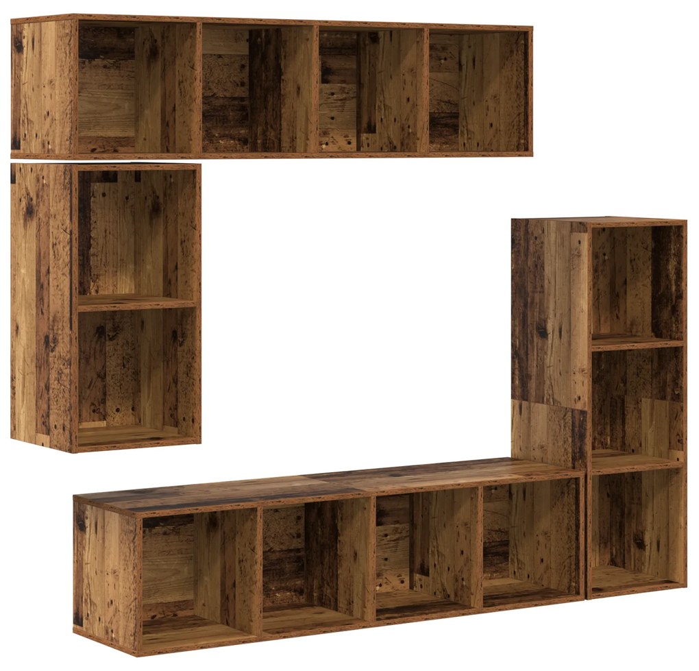 vidaXL Σετ επίπλου τηλεόρασης 4 pcs Παλαιό ξύλο 37 x 37 x 142.5 εκ