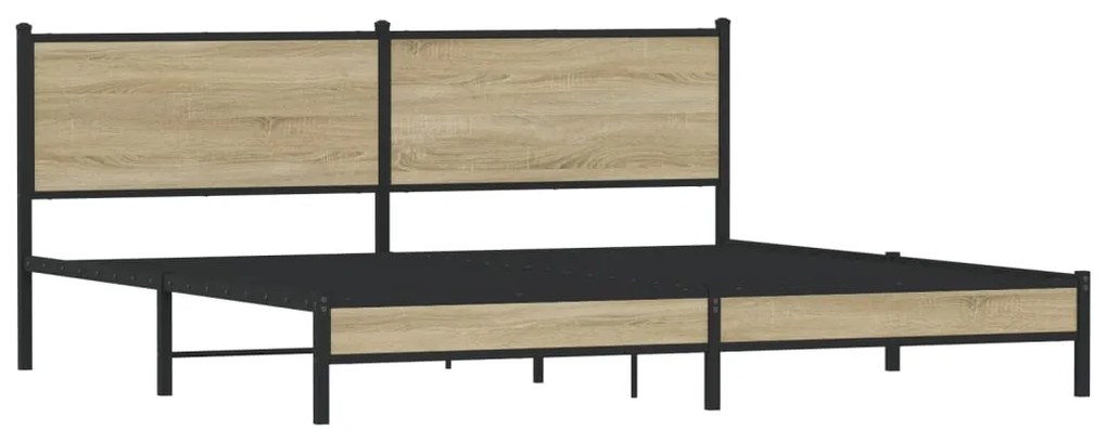 vidaXL Σκελετός Κρεβ. Χωρίς Στρώμα Sonoma Δρυς 193x203 εκ. Μεταλλικό