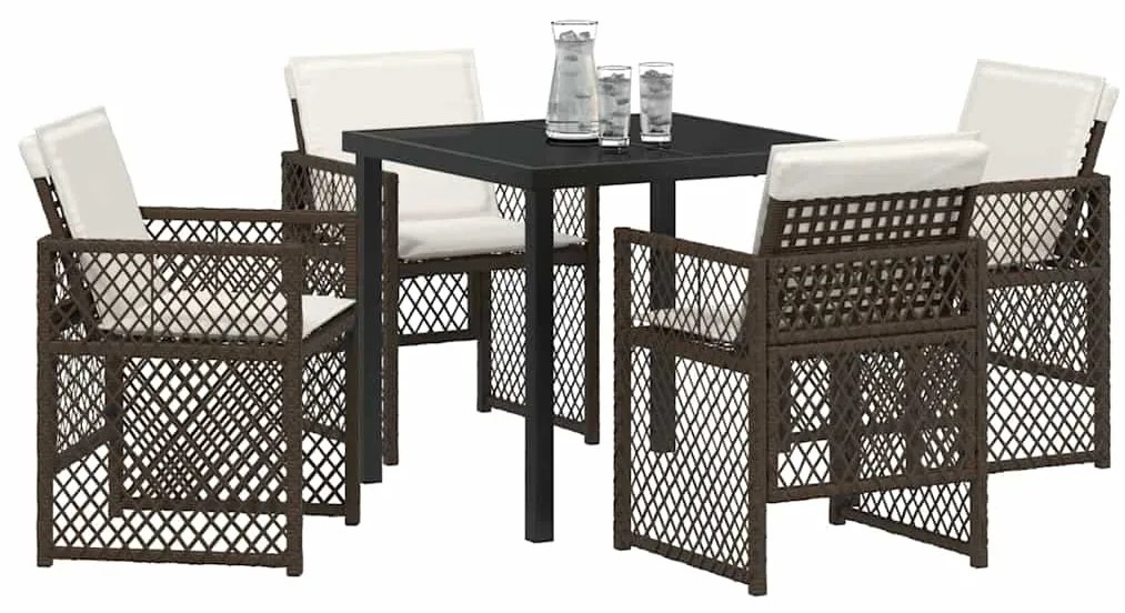 vidaXL Σέτ φαγητού για κήπο 5 pcs Καφέ συνθετικό ρατάν