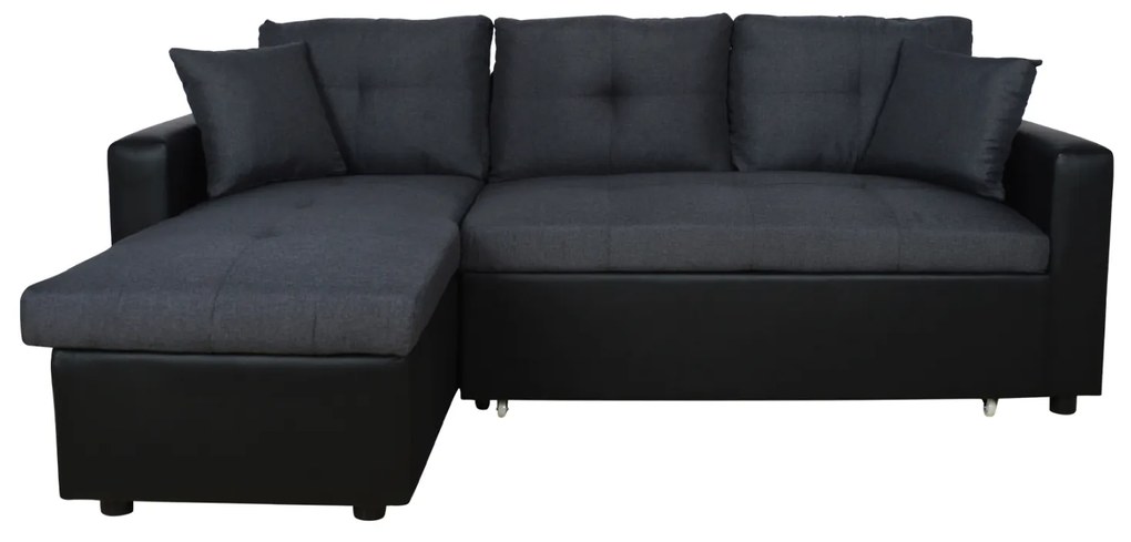 ΚΑΝΑΠΕΣ ΓΩΝΙΑ ΚΡΕΒΑΤΙ 220x146x86Υεκ.FB93028.01 ΓΚΡΙ ΜΕ ΜΑΥΡΟ PU 0516398