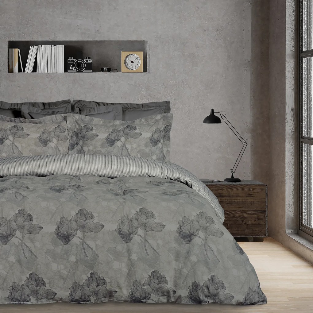 Σετ Παπλωματοθήκη Polycotton Μονή 160x240εκ. Casual 5421 Γκρι Das Home