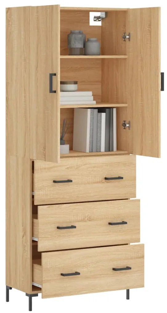 vidaXL Ντουλάπι Sonoma δρυς 69,5 x 34 x 180 εκ. από Επεξεργασμένο Ξύλο