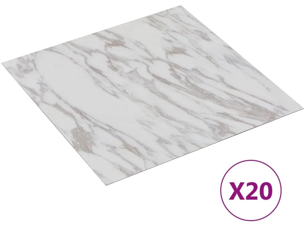 vidaXL Δάπεδο Αυτοκόλλητο Λευκό με Όψη Μάρμαρου 20 τεμ 1,86 μ² από PVC