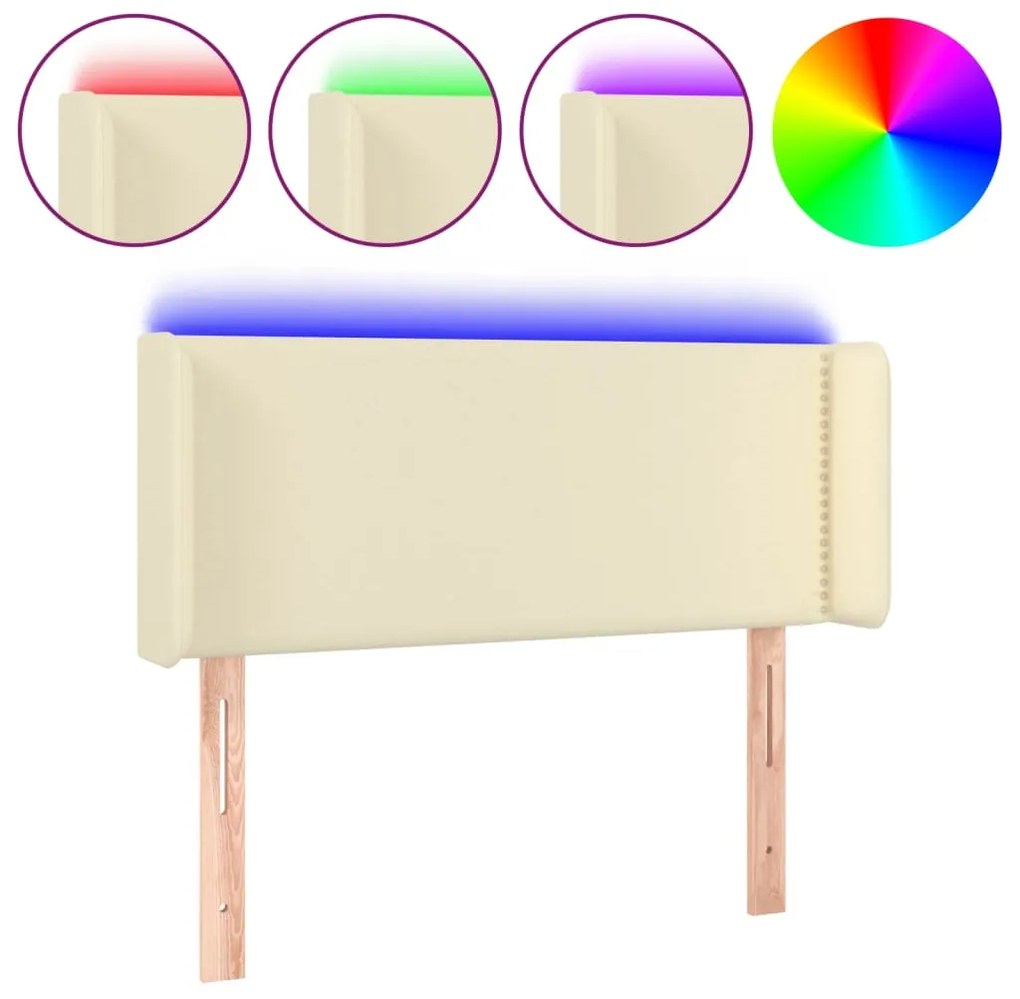 vidaXL Κεφαλάρι Κρεβατιού LED Κρεμ 103x16x78/88εκ. από Συνθετικό Δέρμα