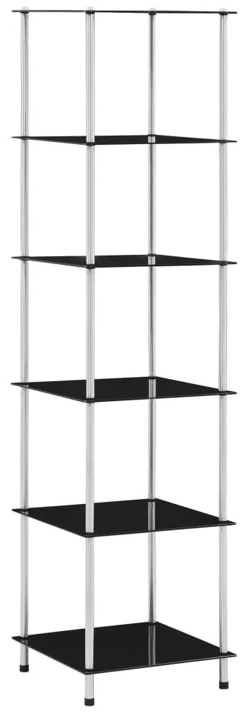 Τραπεζάκι Σαλονιού 6 Επιπ. Μαύρο 40x40x160 εκ Ψημένο Γυαλί