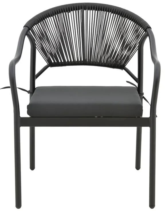 Καρέκλα - Πολυθρόνα Jerqui wicker rattan μαύρο-μεταλλικό μαύρο πόδι-μαύρο μαξιλάρι 60x64x78 εκ. 60x64x78 εκ.