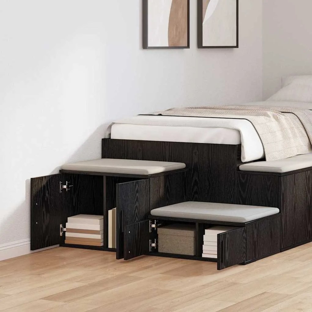 vidaXL Ντουλάπι αποθήκευσης 2 pcs Μαύρη Οξυά 103 x 41 x 40 εκ