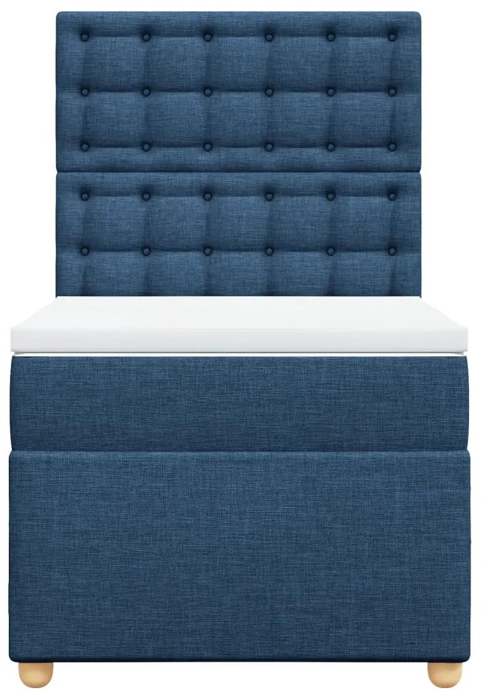 vidaXL Κρεβάτι Boxspring με Στρώμα Μπλε 100 x 200 εκ. Υφασμάτινο