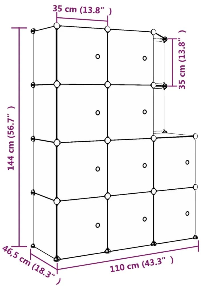 Ντουλάπι Αποθήκευσης Παιδικό με 10 Κύβους Μαύρο από Πολυπ/λένιο - Μαύρο