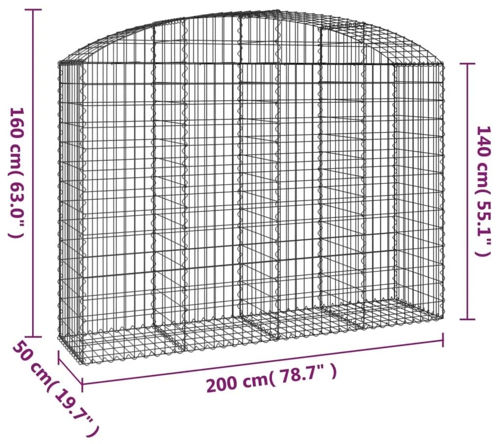 Συρματοκιβώτιο Τοξωτό 200x50x140/160εκ. από Γαλβανισμένο Χάλυβα - Ασήμι