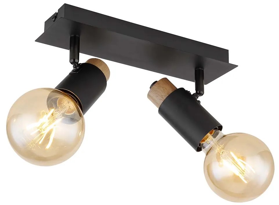 Απλίκα Globo Lighting Matti 54045-2 Μαύρο-Ξύλο