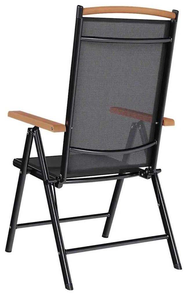 vidaXL Καρέκλες Κήπου Πτυσσόμενες 2 τεμ. Μαύρες Αλουμίνιο/Textilene