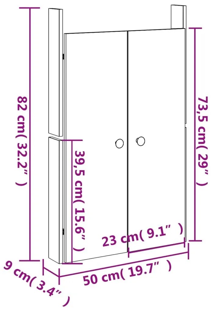 Πόρτες Κουζίνας Εξ. Χώρου 2 τεμ. Λευκές 50x9x82 εκ. Μασίφ Πεύκο - Λευκό