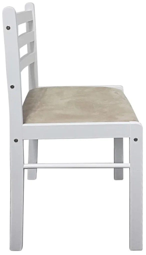 vidaXL Καρέκλες Τραπεζαρίας 2 τεμ. Λευκές Καουτσουκόδεντρο/Βελούδο