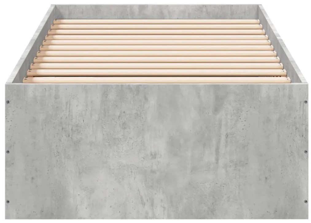 vidaXL Πλαίσιο Κρεβατιού Γκρι Σκυροδέματος 75 x 190 εκ. Επεξεργ. Ξύλο