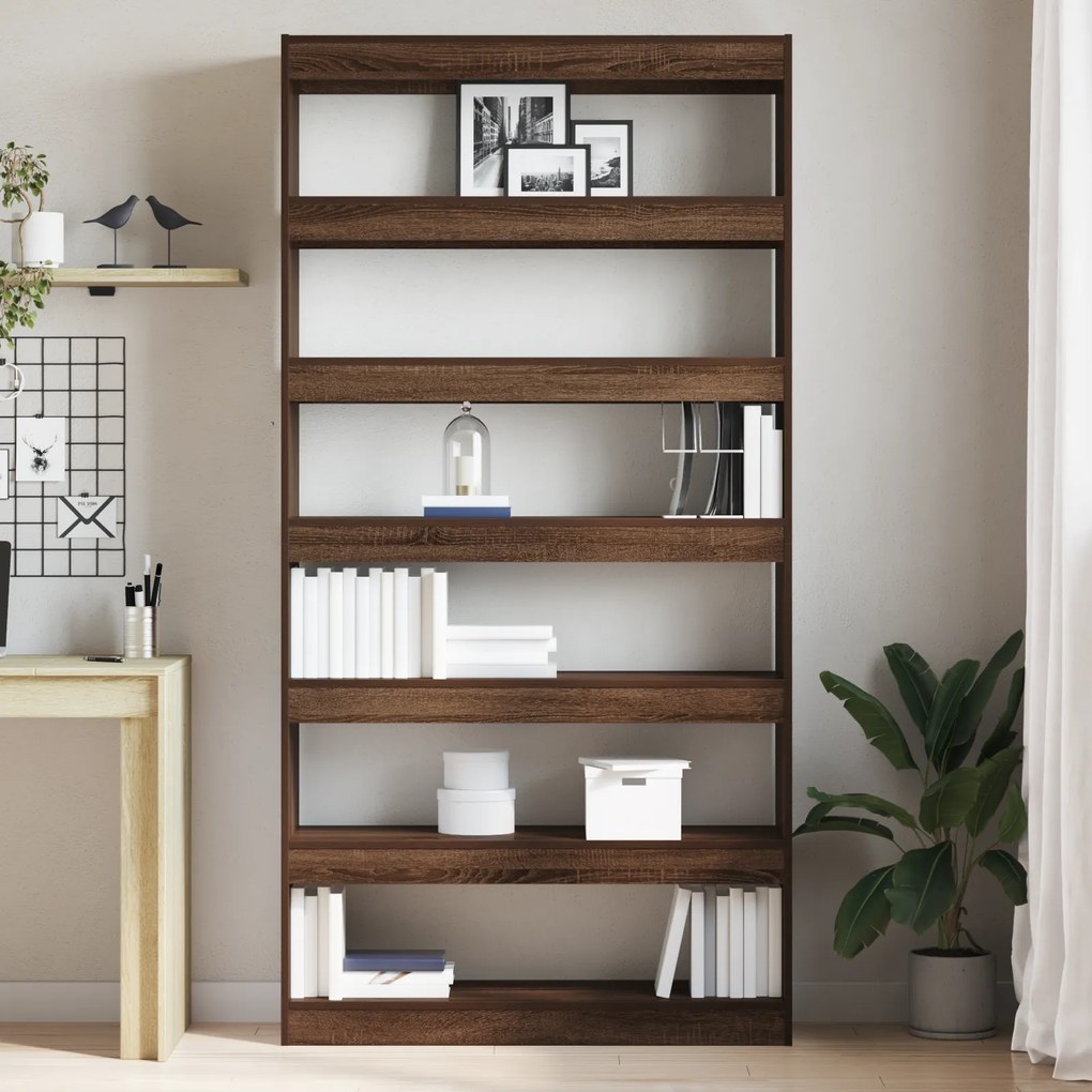vidaXL Βιβλιοθήκη Καφέ 100 x 30 x 198 εκ. Επεξεργασμένο ξύλο