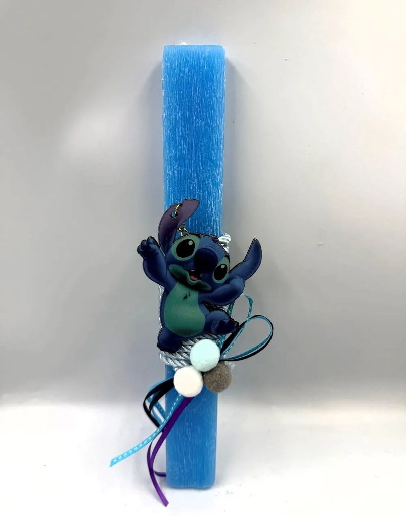 Τύπου Στιτς - Stitch Αρωματική λαμπάδα ν.3 - Σετ Λαμπάδα και πλάτη με βάση