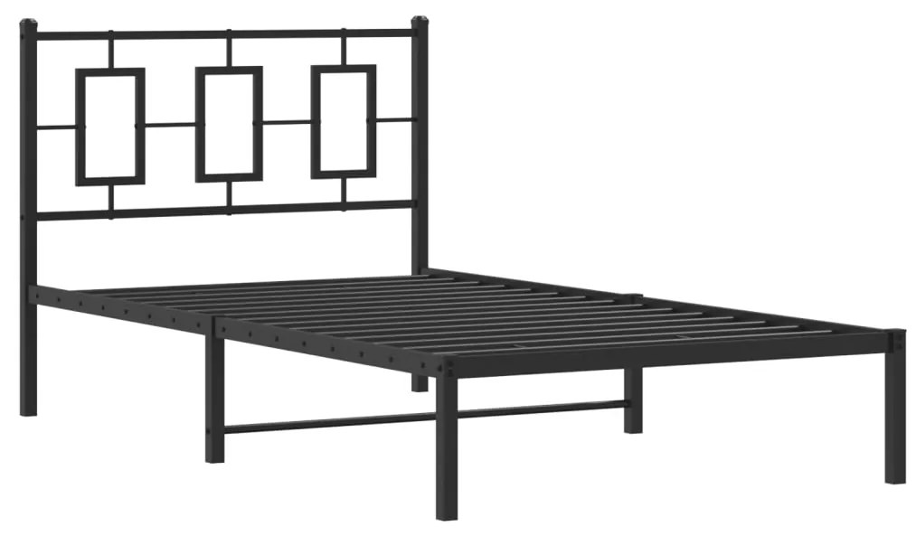 vidaXL Πλαίσιο Κρεβατιού με Κεφαλάρι Μαύρο 100 x 190 εκ. Μεταλλικό