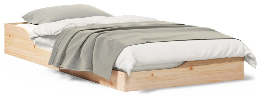vidaXL Κρεβάτι δαπέδου Καφέ 90 x 190 cm Μασίφ ξύλο πεύκου
