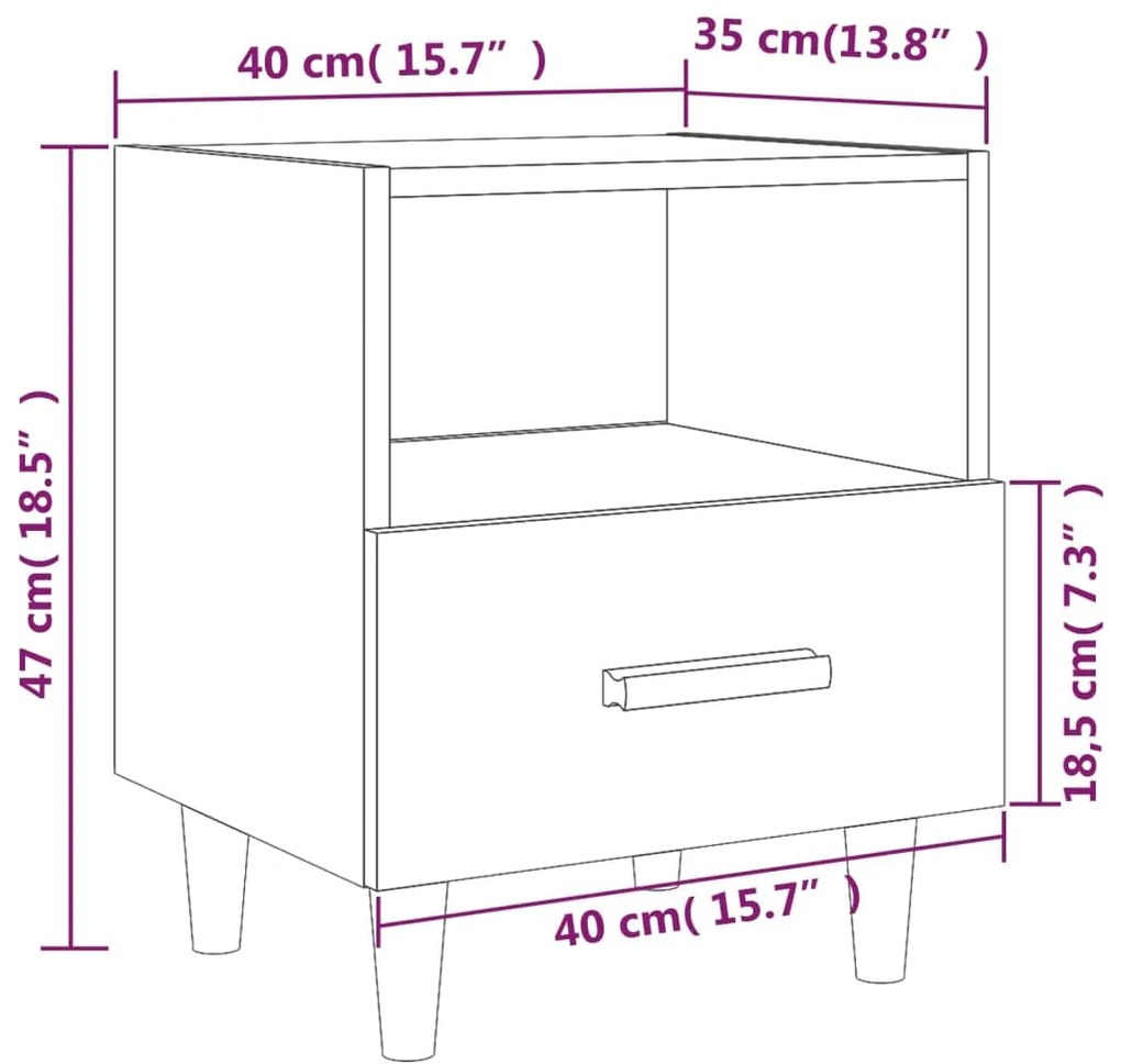 vidaXL Κομοδίνο Sonoma Δρυς 40 x 35 x 47 εκ.