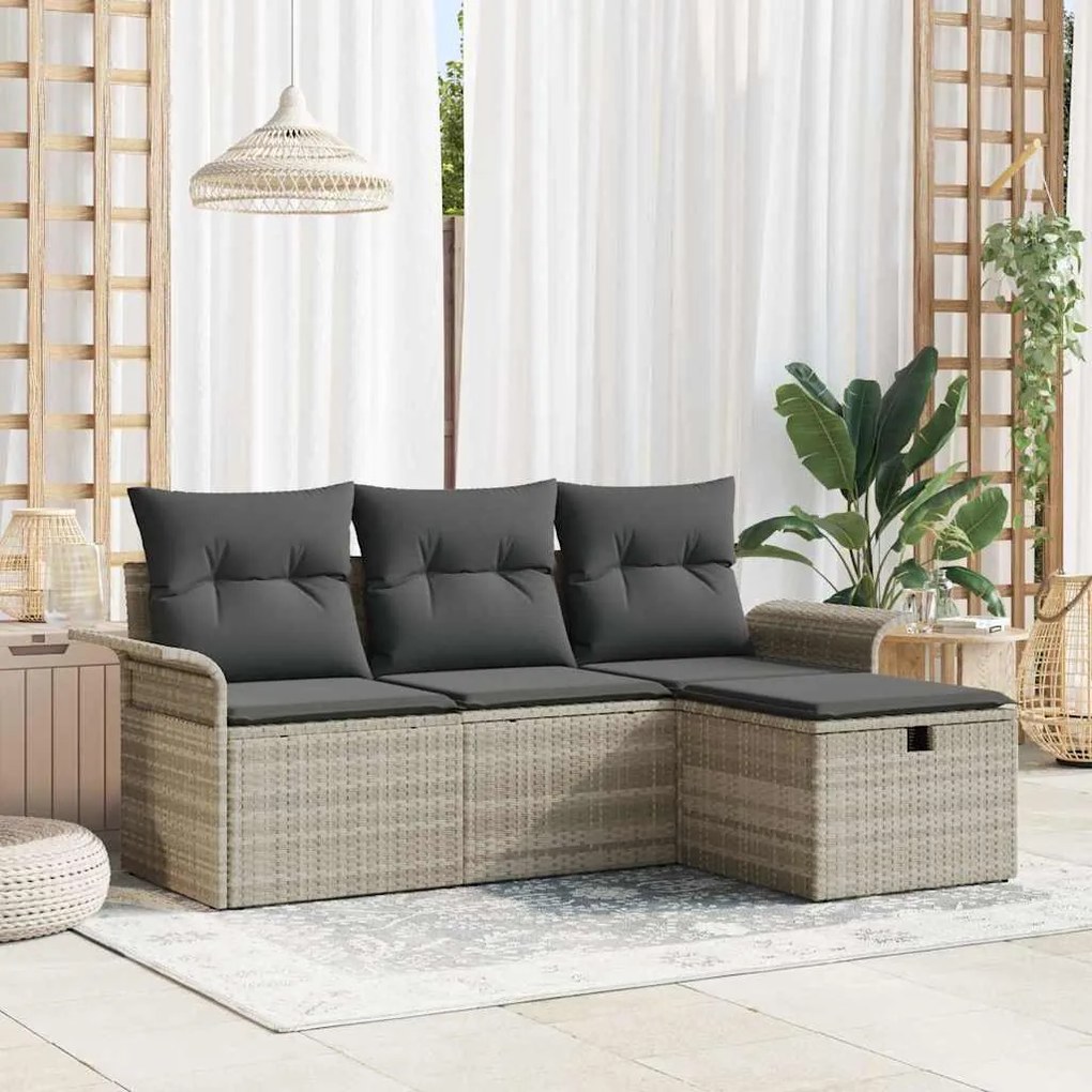 vidaXL Σετ Καναπέ Κήπου 4 pcs Ανοιχτό γκρι 196 x 117 x 85 εκ.