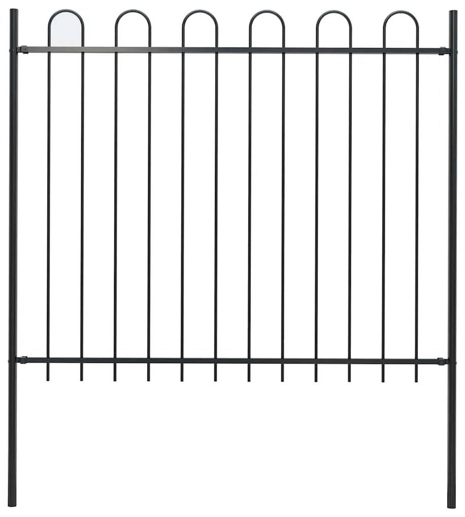 vidaXL Φράχτης Κήπου με Κορυφή από Ατσάλι 181 x 150 εκ. Μαύρος