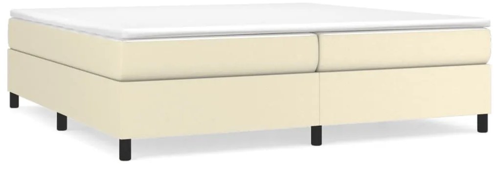 vidaXL Κρεβάτι Boxspring με Στρώμα Κρεμ 200x200 εκ. Συνθετικό Δέρμα